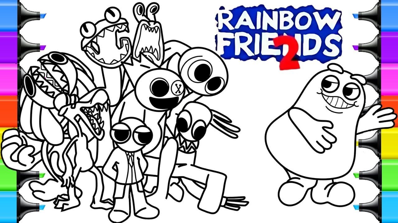 Rainbow friends vs grimace shake ð coloring pages color all new monsters rainbow friends