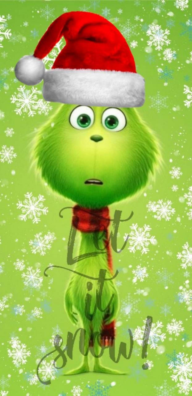 Download baby grinch in snowflakes wallpaper