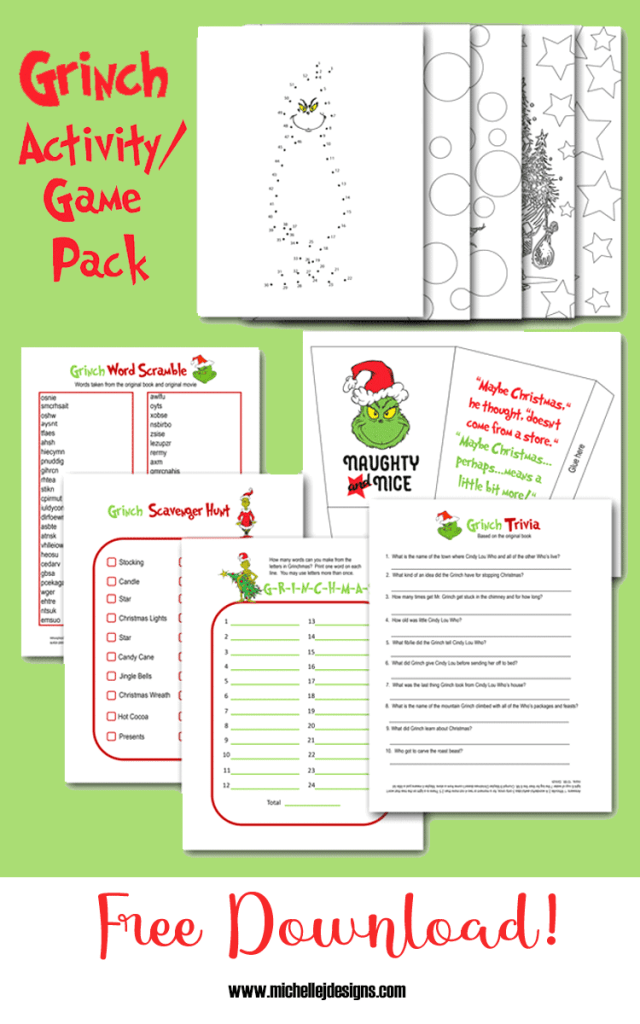 Grinch activity pack