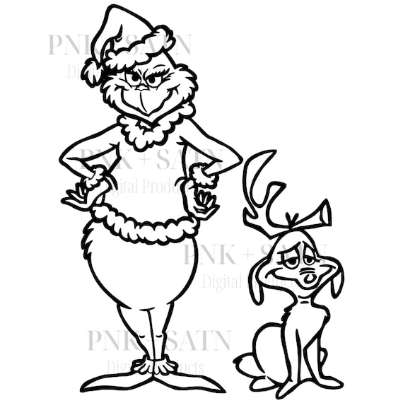 Grinch and max coloring page pdf christmas pdf pdf for christmas instant download