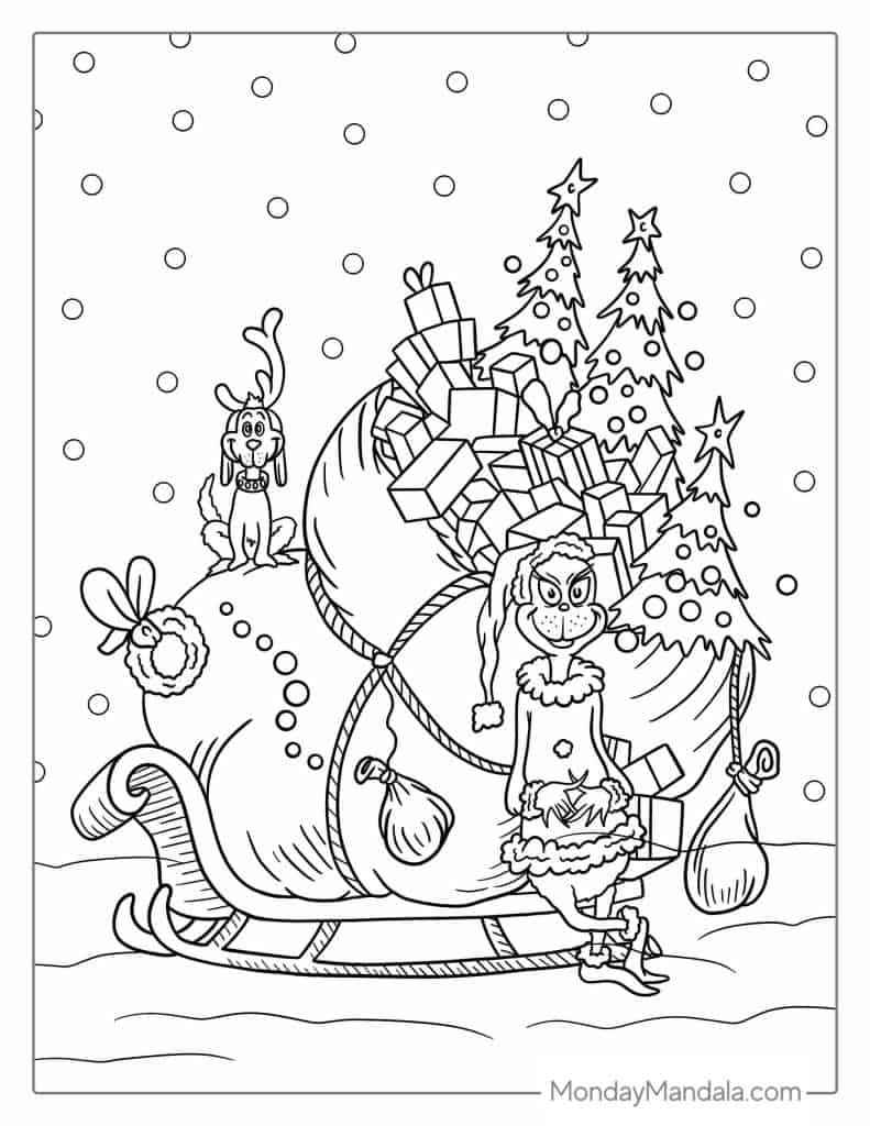 Grinch coloring pages free pdf printables