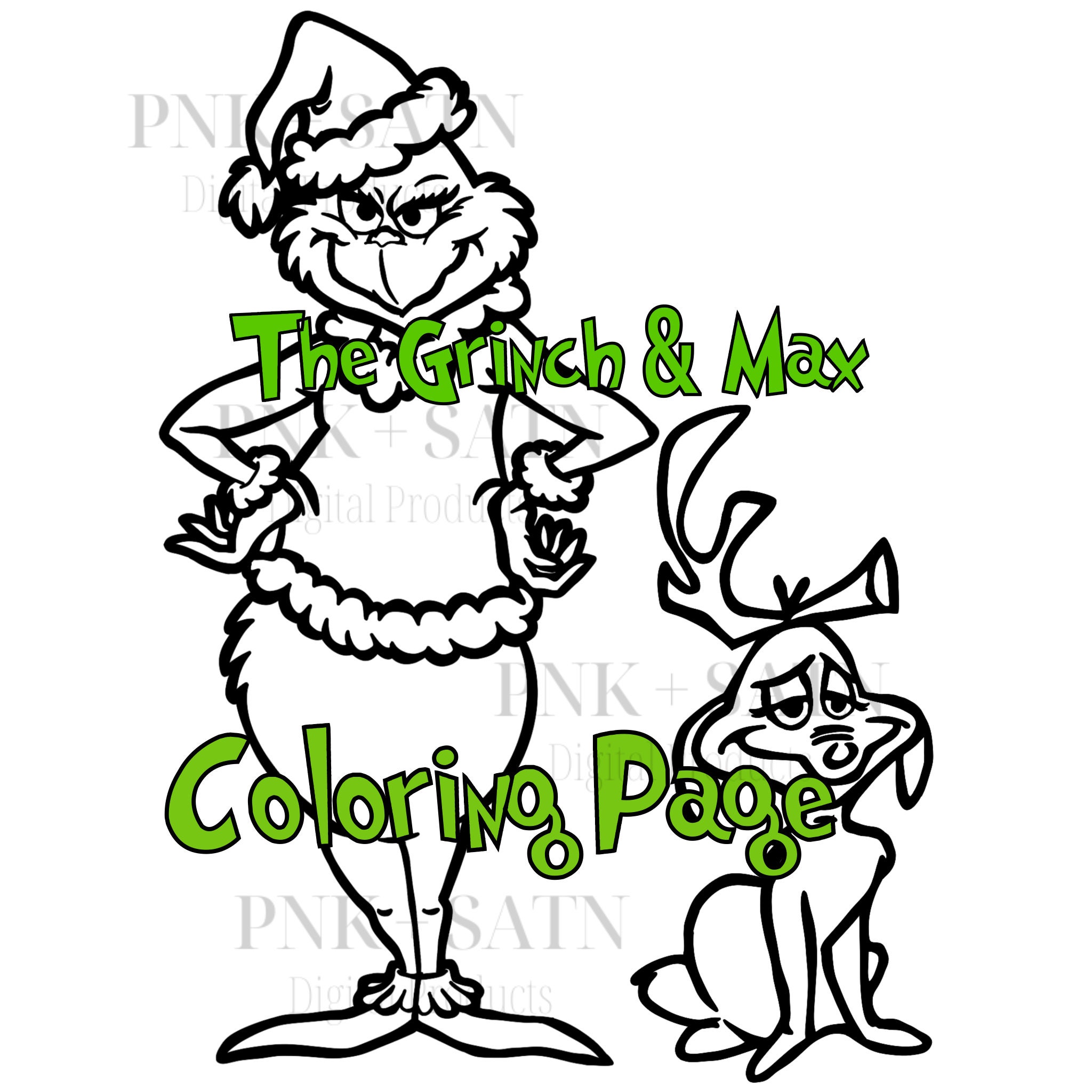 Grinch and max coloring page pdf christmas pdf pdf for christmas instant download