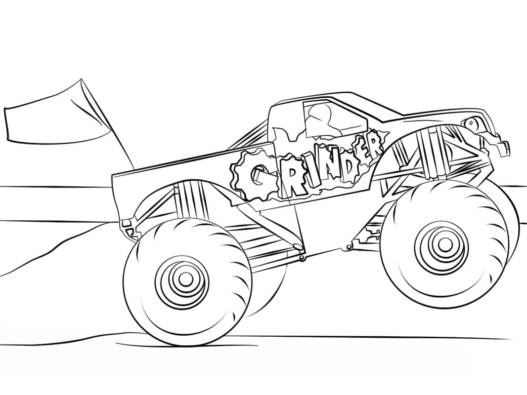 Grinder monster truck coloring page