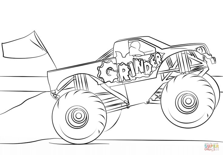 Grinder monster truck coloring page from monster truck category select from priâ monster truck coloring pages monster coloring pages truck coloring pages