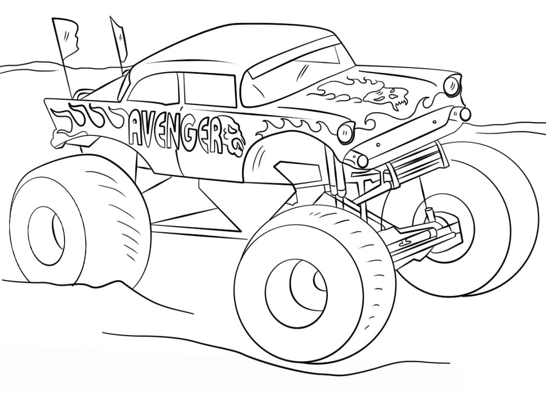 Avenger monster truck coloring page