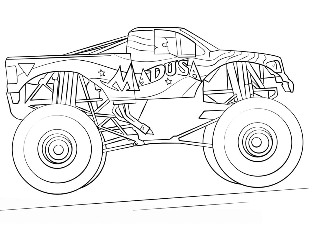 Grinder monster truck coloring page