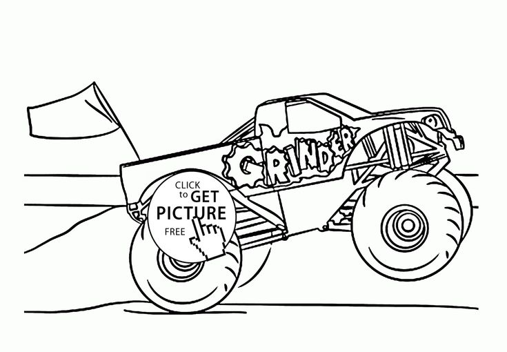 Monster truck grinder coloring page for kids transportation coloring pages printables freeâ monster trucks monster truck coloring pages coloring pages for kids