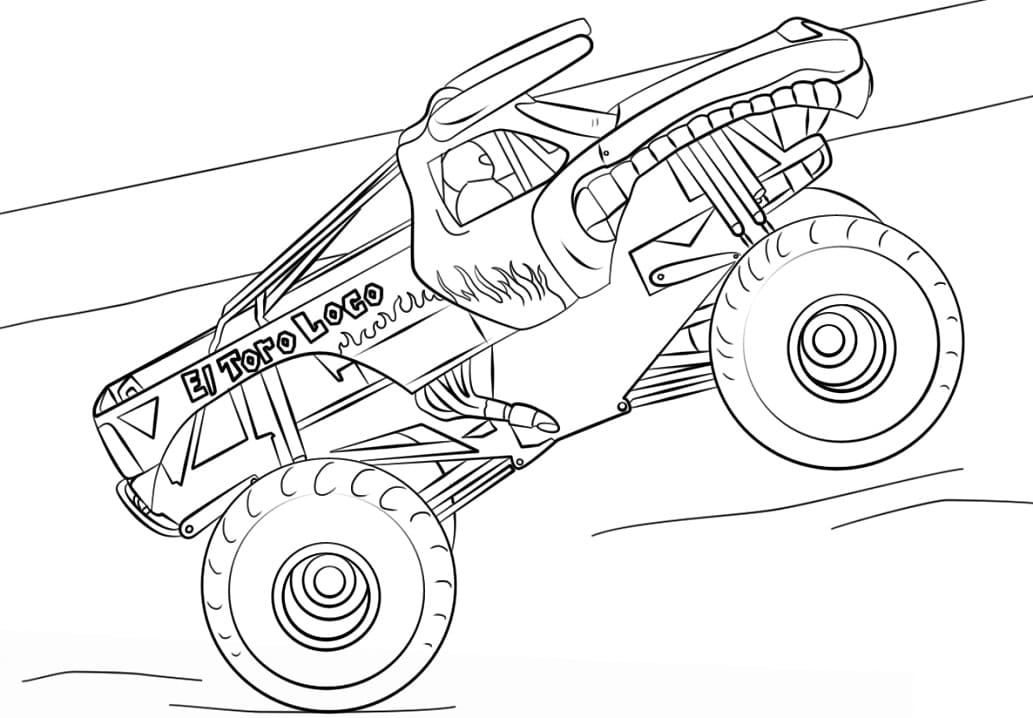 Grinder monster truck coloring page