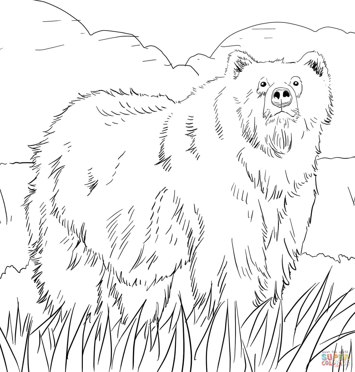 Alaskan grizzly bear coloring page free printable coloring pages