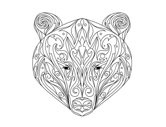 Popular brown grizzly bear animal fun coloring page stress relief adults kids artwork instant digital pdf jpeg easy printable download