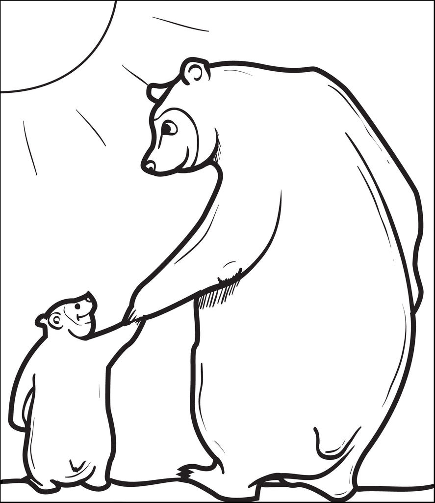 Printable papa bear with little bear coloring page for kids â