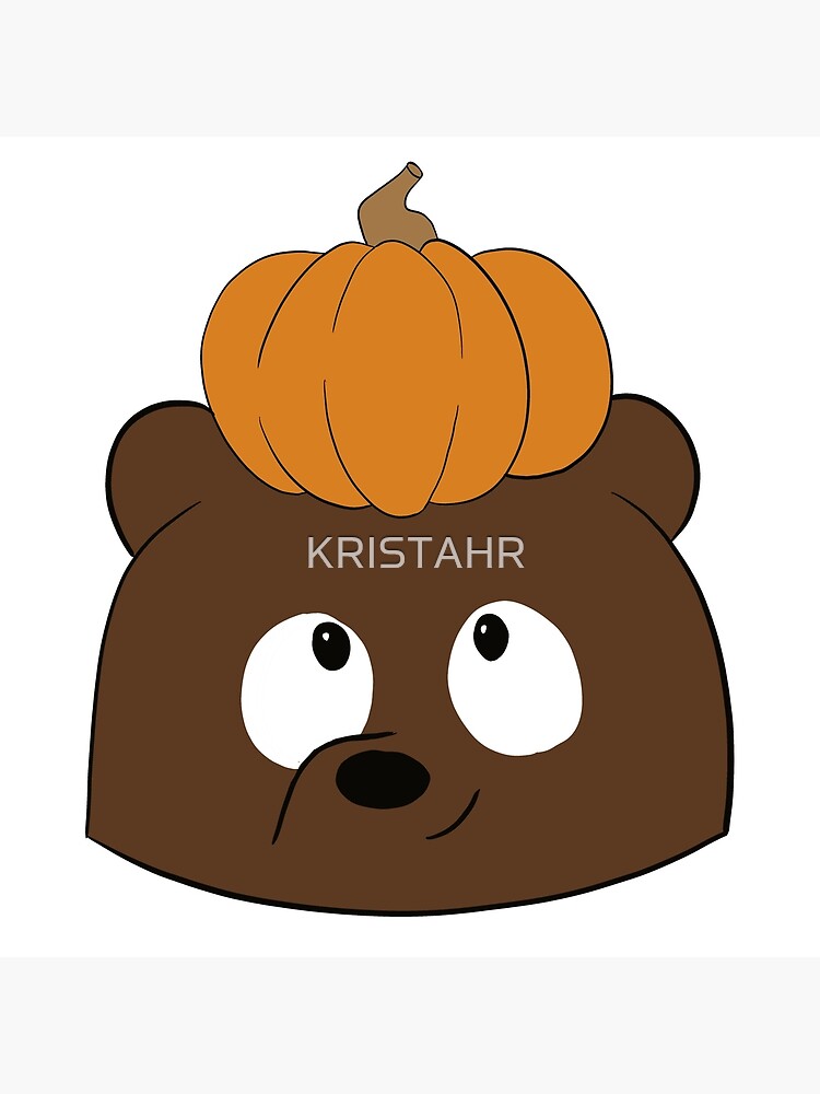 Grizzly bear with a pumpkin art board print for sale by kristahr