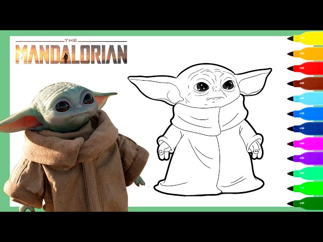 Coloring baby yoda mandalorian coloring pages