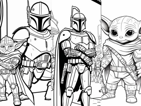 Printable mandalorian and grogu coloring pages for kids