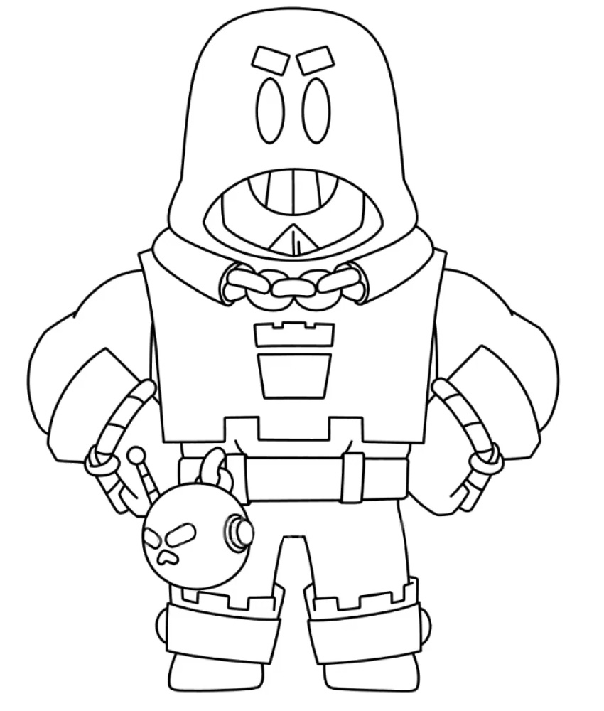 Grom from brawl stars coloring pages print for free