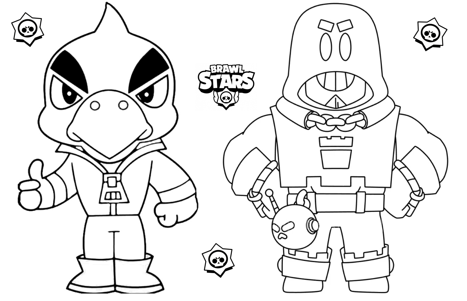 Coloring pages brawl stars grom and crow print free