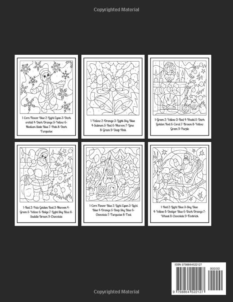 Christmas color by number coloring book for kids ages