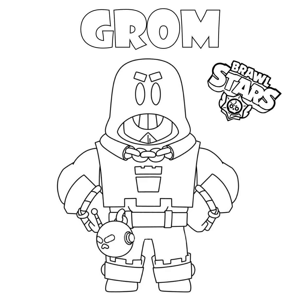 Coloring pages brawl stars grom fighter print free