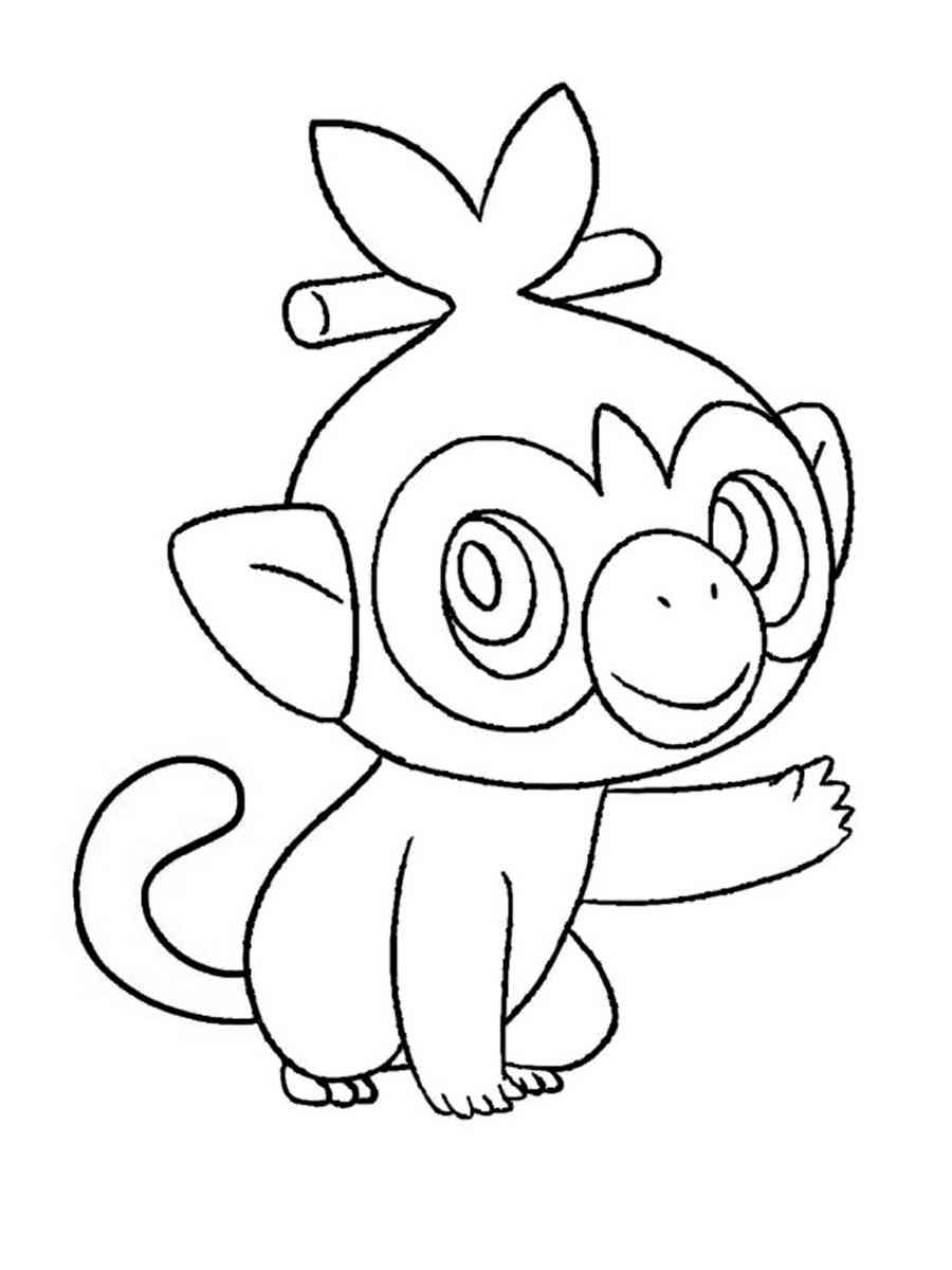 Pokemon grookey coloring pages