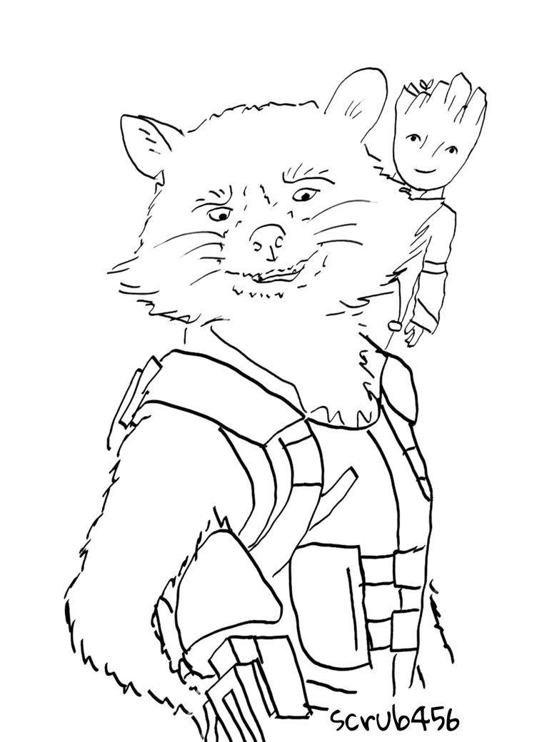 Guardians of the galaxy coloring page rocket groot