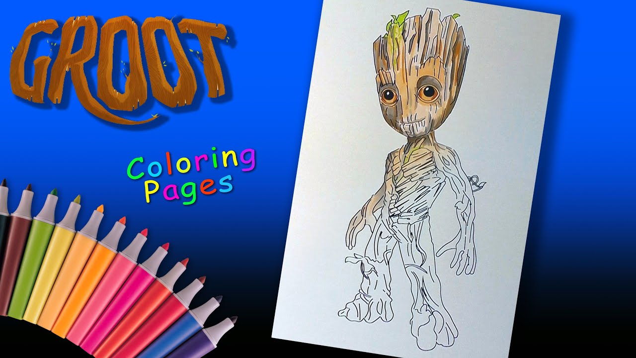 Baby groot coloring pages for kids guardians of the galaxy coloring superhero coloring book