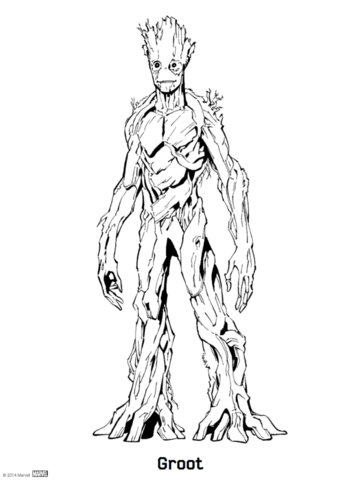 Groot from guardians of the galaxy coloring page free printable coloring pages