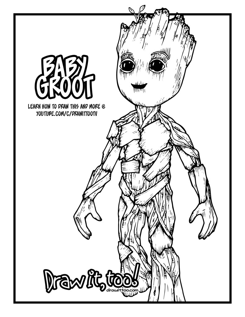 Baby groot guardians of the galaxy vol drawing tutorial