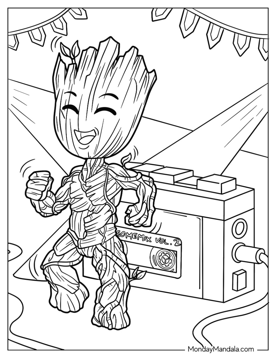 Groot coloring pages free pdf printables