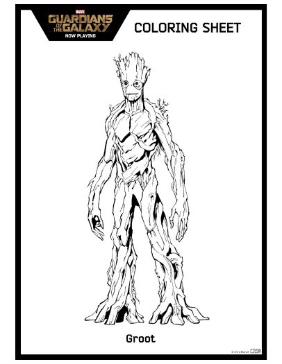 Guardians of the galaxy groot coloring sheet