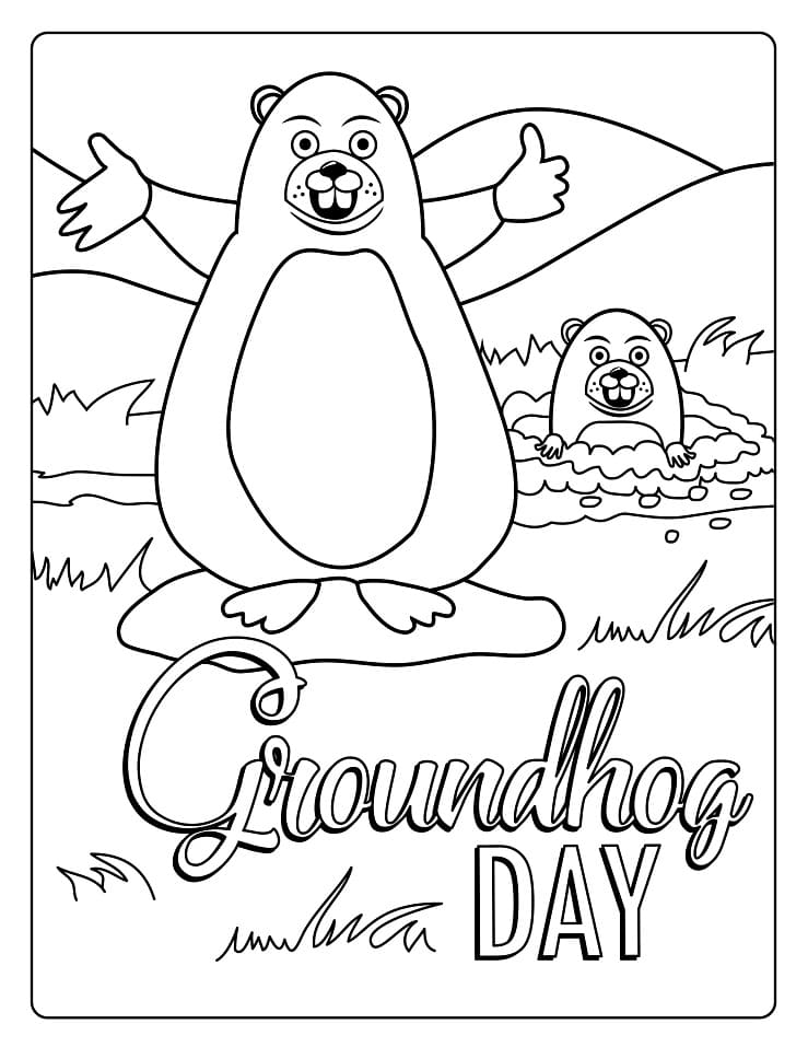 Groundhog day coloring page