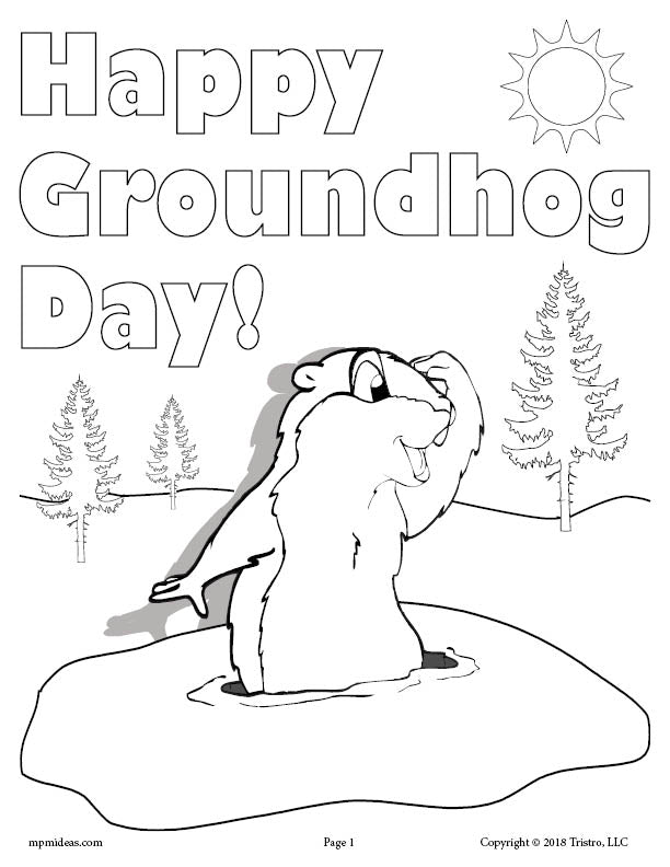 Printable groundhog day coloring page â