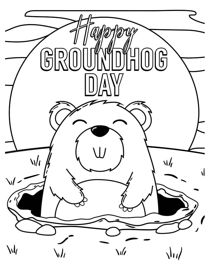 Groundhog day coloring pages printable for free download