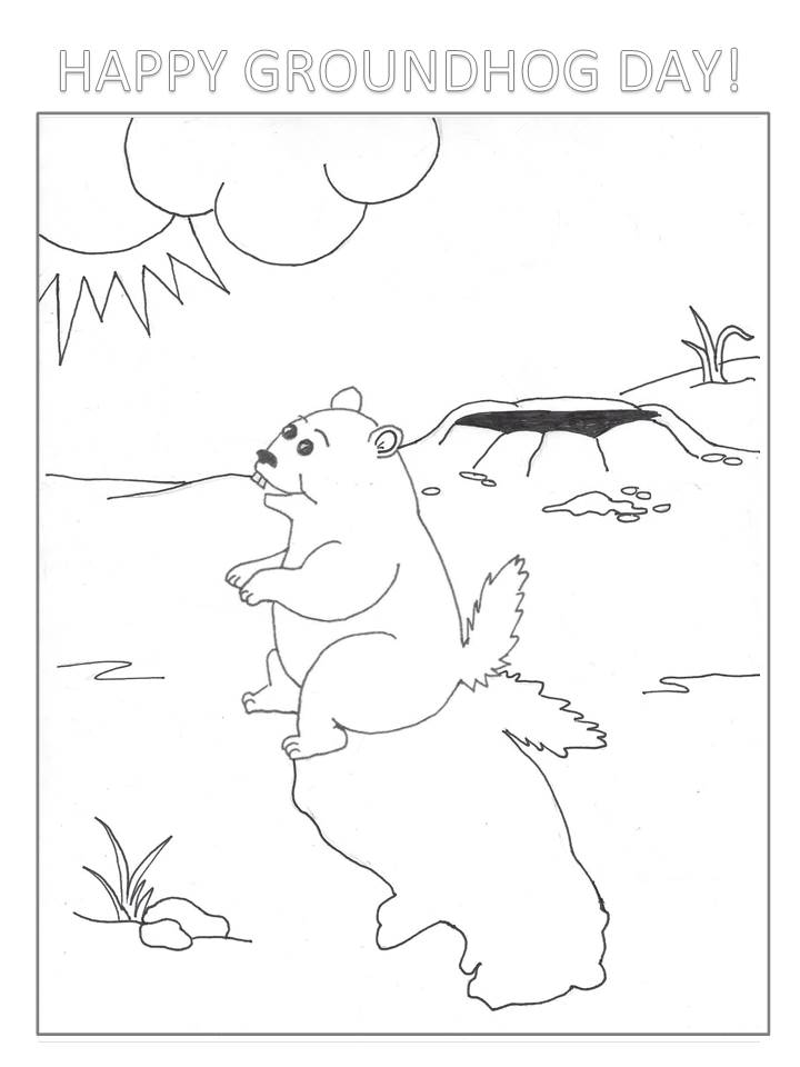 Groundhog day coloring page love my big happy family