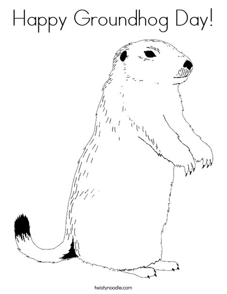 Happy groundhog day coloring page