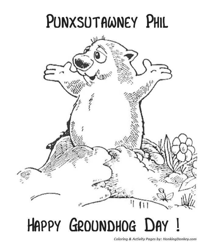 Groundhog day coloring pages