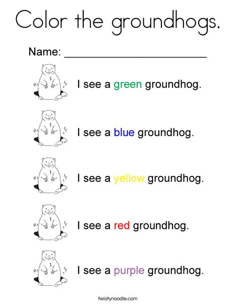 Color the groundhogs coloring page