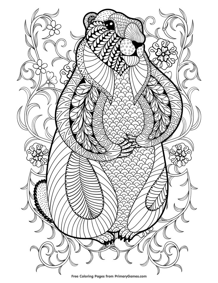 Zentangle groundhog coloring page â free printable ebook monster coloring pages coloring pages adult coloring book pages