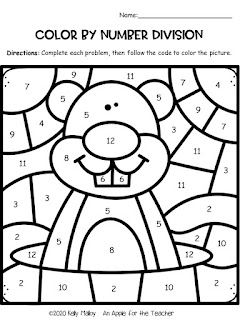 An apple for the teacher groundhog day color by number coloring pages