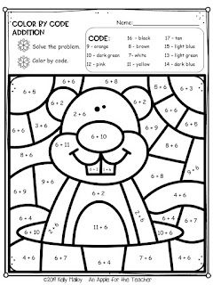 An apple for the teacher groundhog day color by number coloring pages