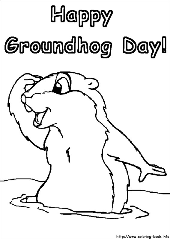 Groundhog day coloring picture