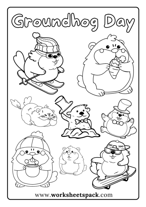 Happy groundhog day coloring pages free printable pdf