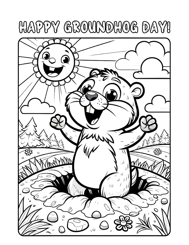 Free groundhog day coloring pages for kids