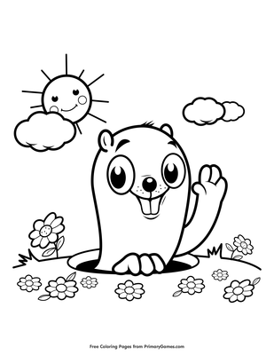 Groundhog in the sunshine coloring page â free printable pdf from