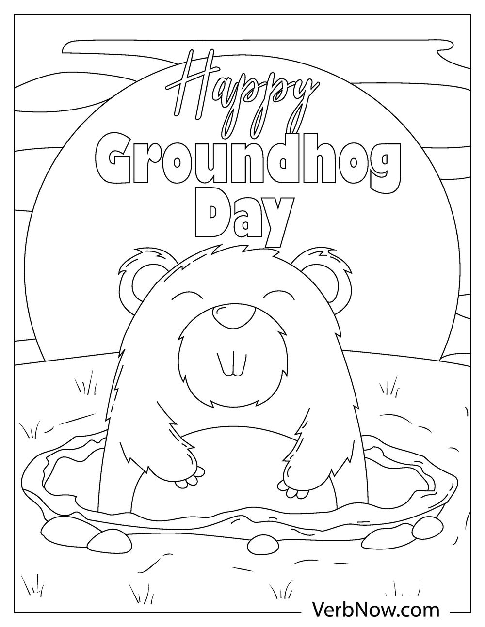 Free groundhog day coloring pages book for download printable pdf