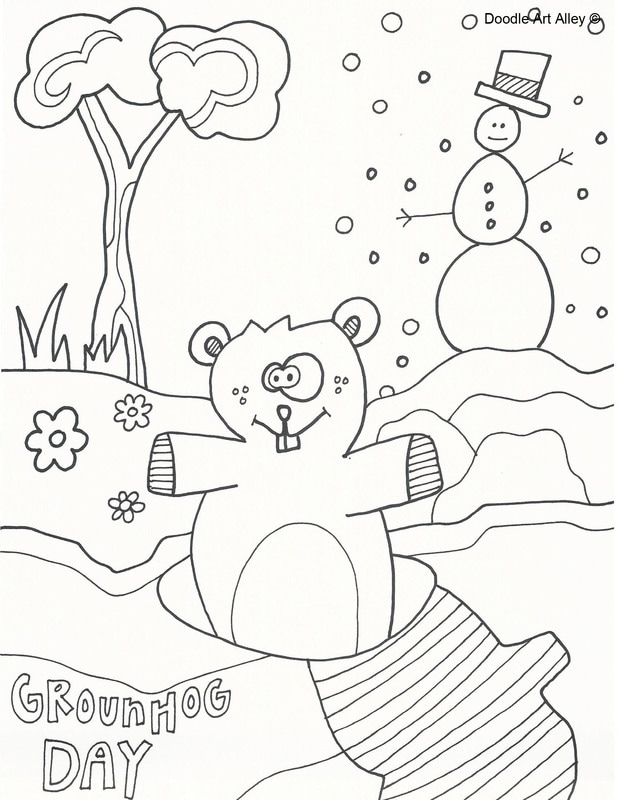 Groundhog day coloring pages