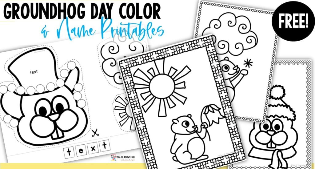 Hands on groundhog day color page name crafts