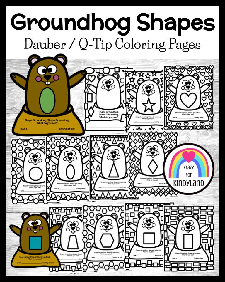 Groundhog day shapes coloring pages dauber q