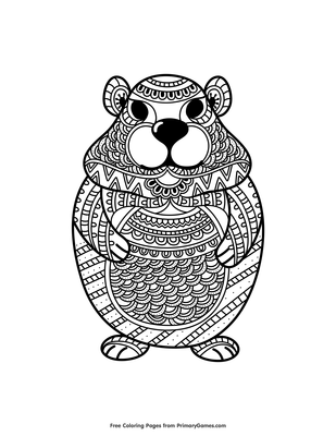 Cute zentangle groundhog coloring page â free printable pdf from