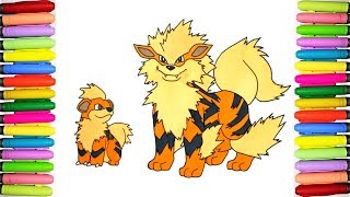 Pokemon coloring growlithe and arcanine