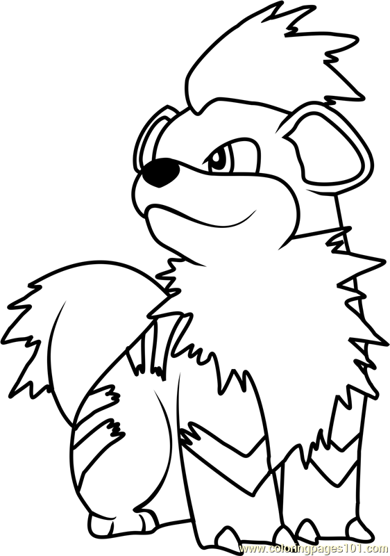 Growlithe pokemon coloring page for kids